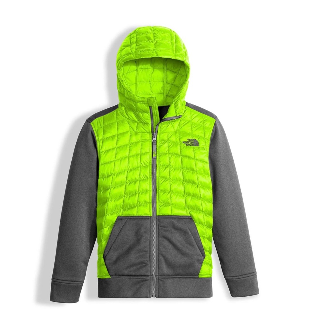 The North Face Kids Neon Green and Gray Hooded Jacket